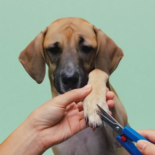 A dog's nails being clipped